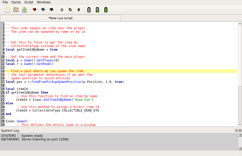 A text editor that shows some example code
